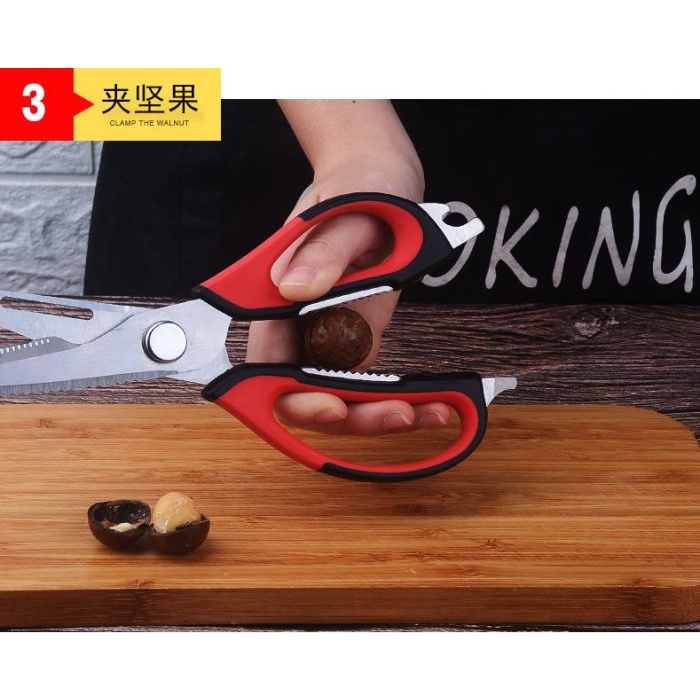 Gunting Dapur Multifungsi 8 in 1 Magnetic Suction Scissors Stainless Steel Tajam