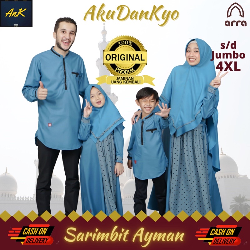 Sarimbit Keluarga 2023 Lebaran Arra Ayman Biru Baju Couple Keluarga Lebaran 2023