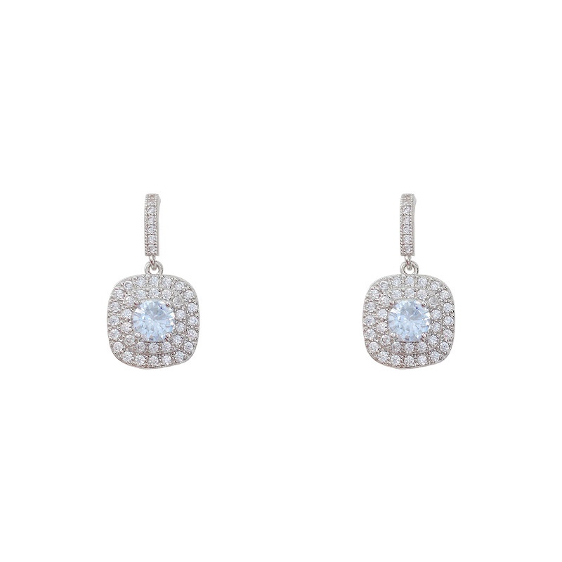 Anting Tusuk Bahan Sterling silver 925 Hias Zircon Untuk Wanita