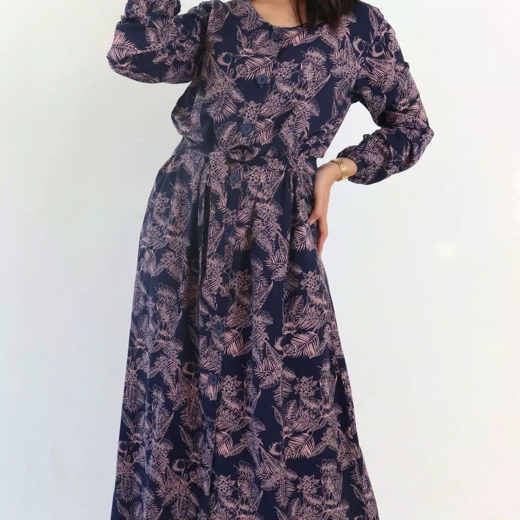 RILLEY - Baju Gamis Wanita Terbaru Rayon Twill Ori Premium Motif Bunga | Homedress Muslim/64.JIJU.27