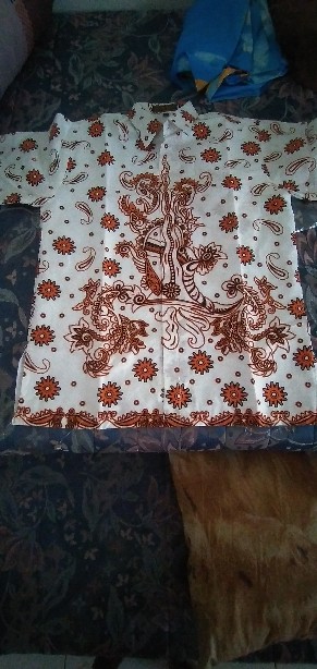 Keris Putih Pendek Kemeja Batik Pria Full Furing Bahan Katun Sragenan