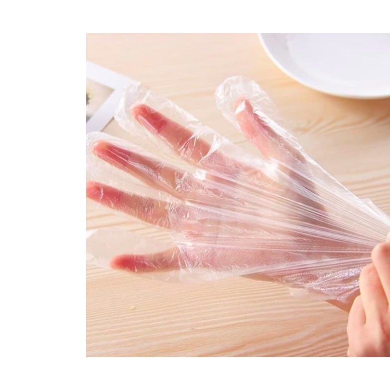 TGM - Sarung Tangan Plastik Isi 100Pcs Disposable Plastic Gloves Sekali Pakai Bening Polos Transparent