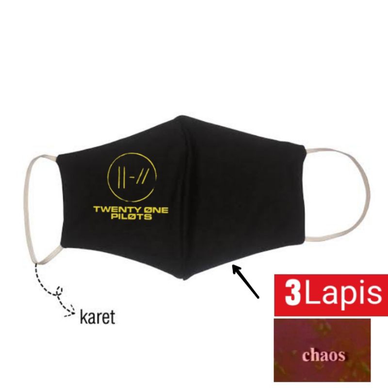 Masker TWENTY ONE PILOTS / masker kain 3 lapis TWENTY ONE PILOTS TOP