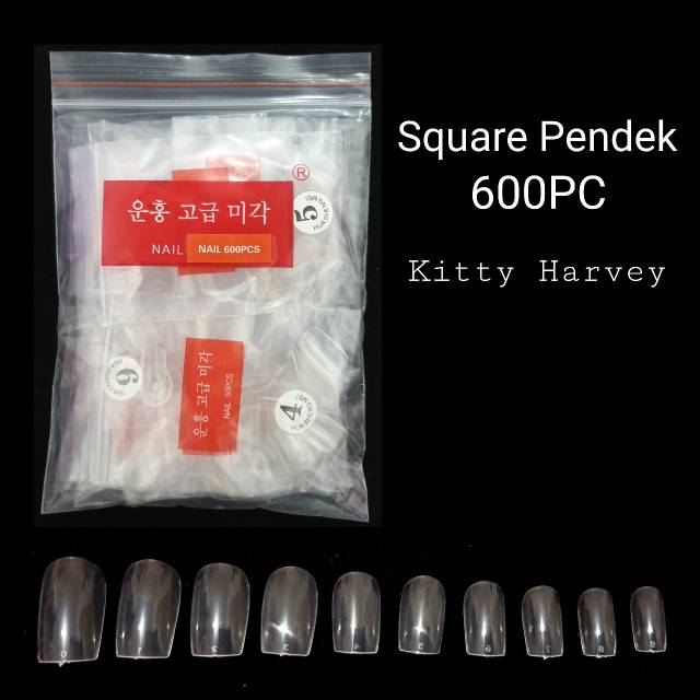 600PCS KUKU PALSU SQUARE PENDEK | SHORT SQUARE FAKE NAIL