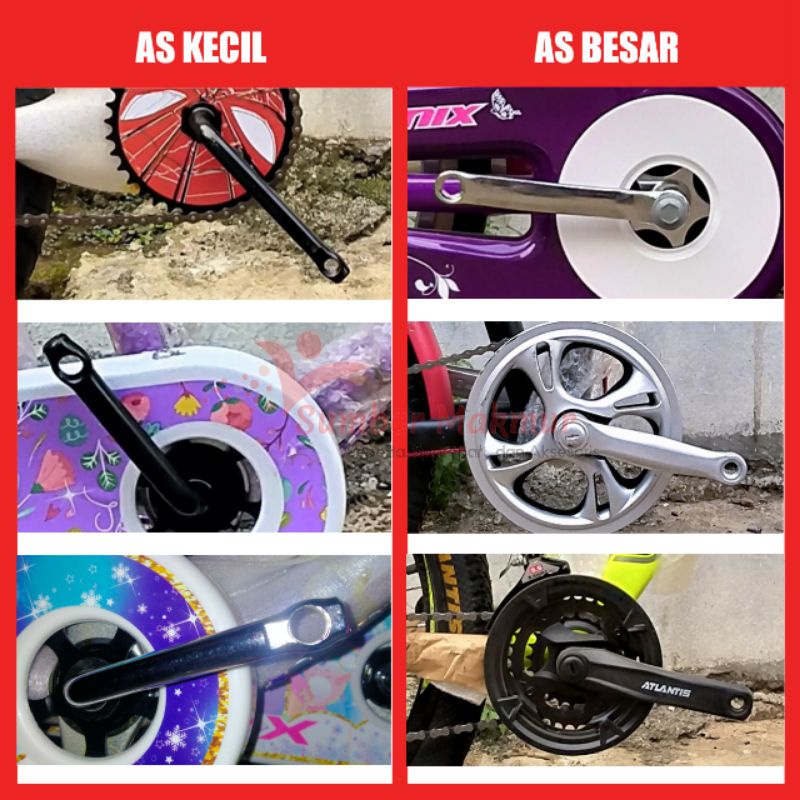 Pedal Sepeda As Kecil As Besar Ukuran 18 20 24 26 BMX MINI LIPAT MTB CTB FOLDING GUNUNG ANAK 807