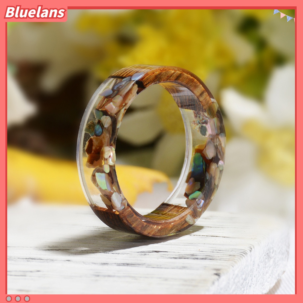 Perhiasan Cincin Jari Wanita Motif Bunga Kering Bahan Kayu Transparan Untuk Hadiah Ulang Tahun