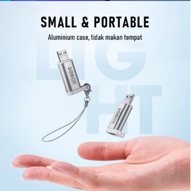 ADAPTER OTG ROBOT RT-OTG01 Type-C To Micro USB Small &amp; Portable Case Cable original garansi