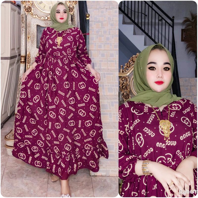 TERBARU GAMIS MOTIF GUCCI LD 110 DRESS DASTER JUMBO TERLARIS