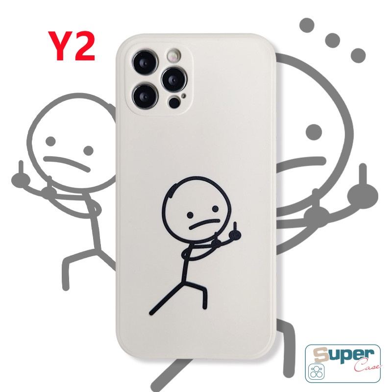 Infinix Hot 9 12 10 11 Play 12pro Smart 4 5 6 Plus Hot 11s 9 10t 10s 12i 20 20s 12 11 8 10Lite Note 12 2023 11 12 G96 8 Couple Soft Tpu Cartoon Matchstick Man Straight Edge Cover