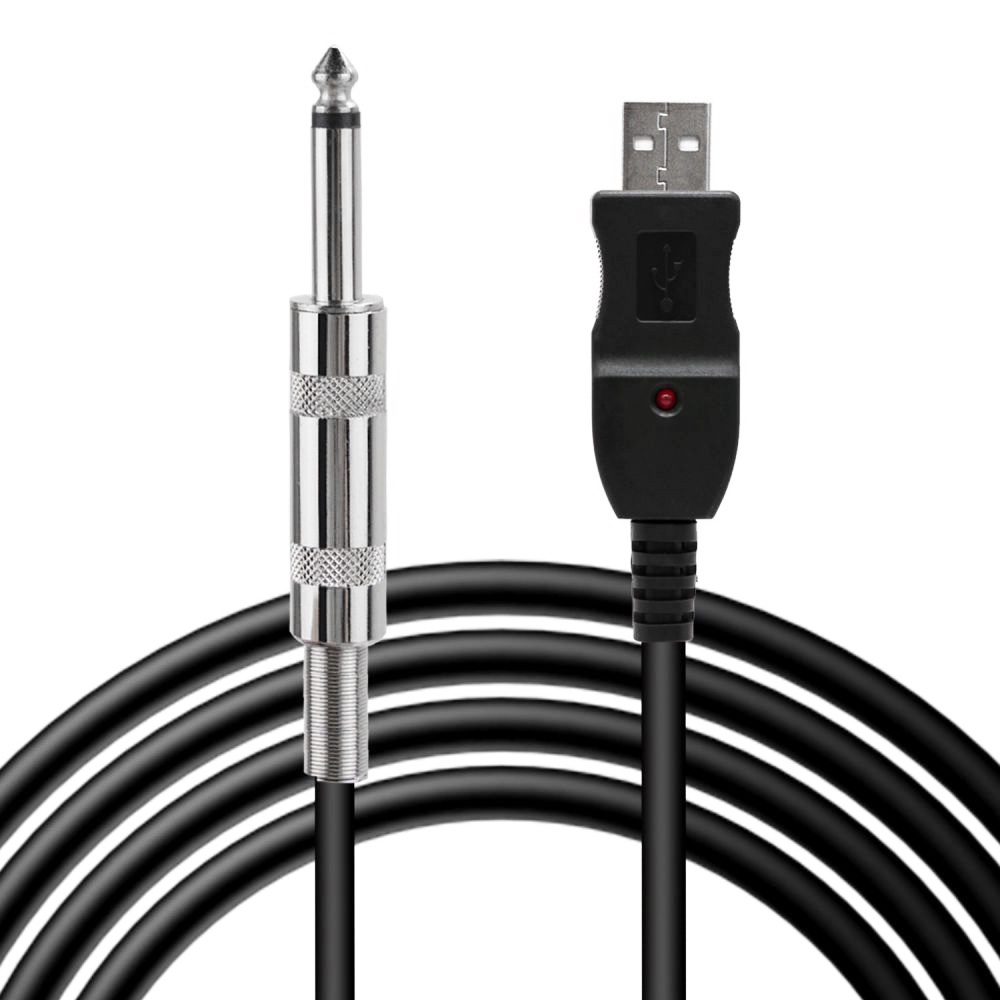 Kabel Jack Link Koneksi USB to 1 / 4 Inch 6.35mm Panjang 3m Untuk Gitar Bass