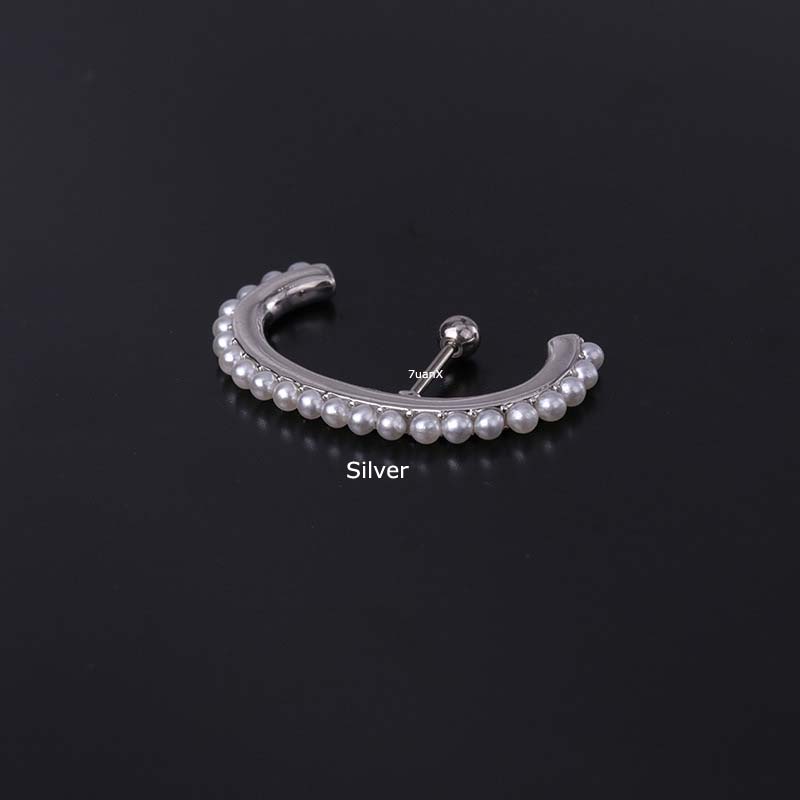 1pc Anting Tusuk Bentuk Keong Mutiara Bahan Stainless Steel 20 Gage Panjang 6mm