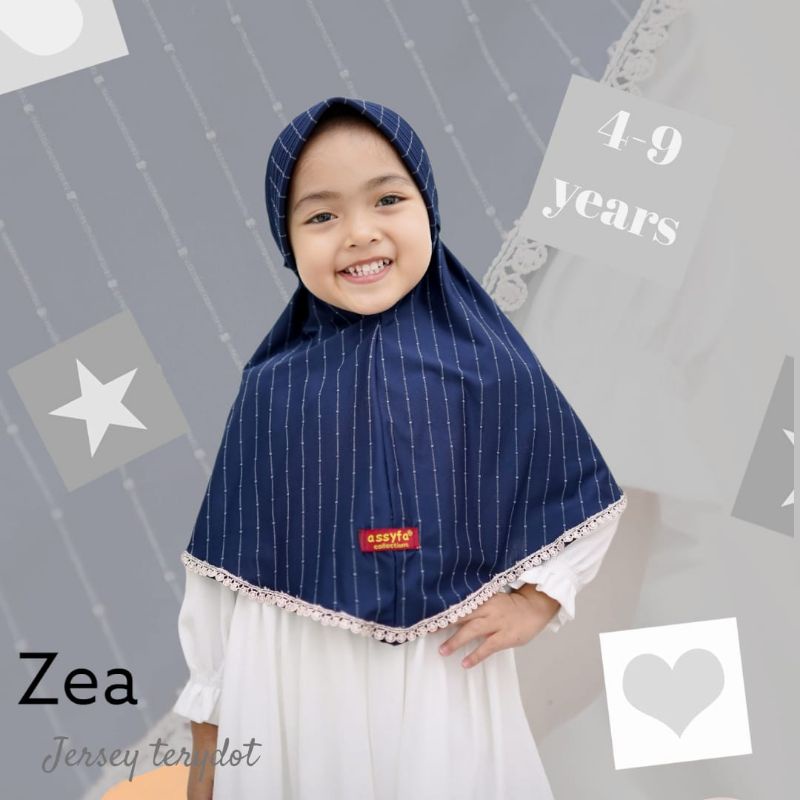 (Assyfa Hijab) ZEA TERYDOT •jilbab instan anak motif renda•kerudung anak jersey