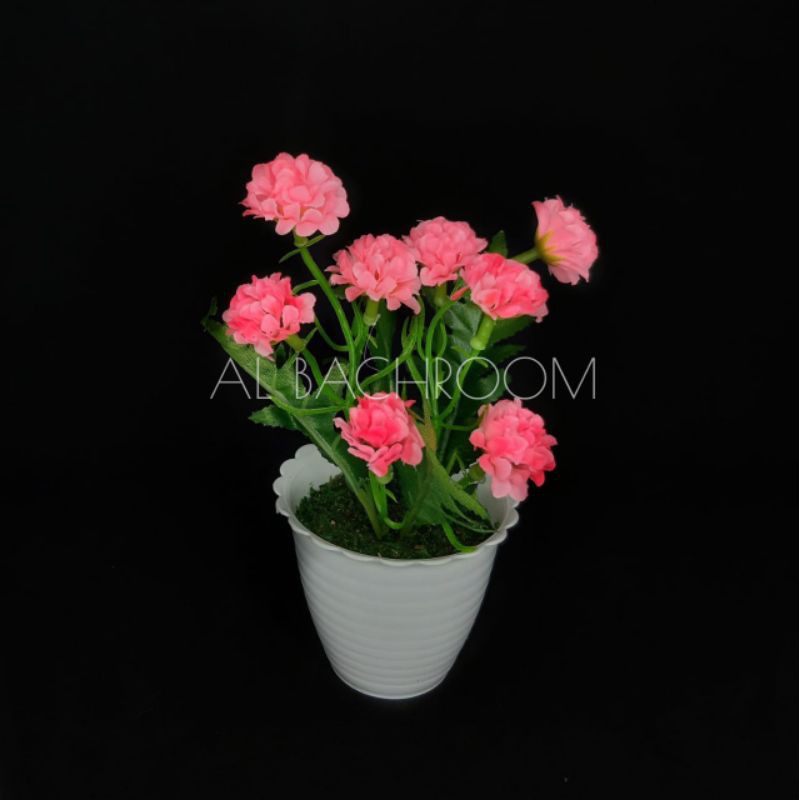 RB6035 BUNGA POM-POM MINI 8 POT TAWON 7CM PLASTIK HIAS ARTIFICIAL DEKORASI RUMAH