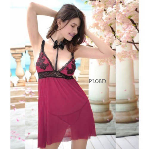 [PRODUK TERBATAS] NIGHT GOWN SEXY BAJU TIDUR WANITA LINGERIE SEKSI MAROON PL08D