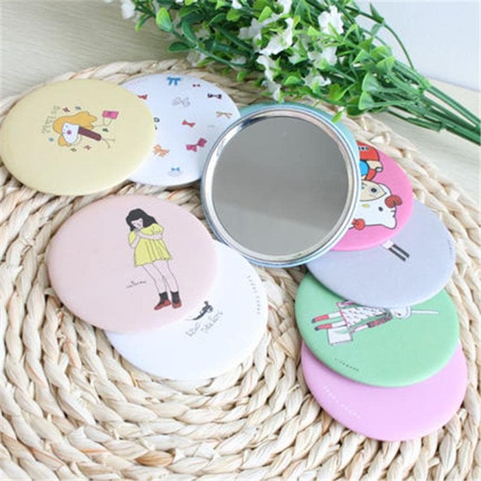 Cermin Bulat Kecil Mirror Pocket - Kaca Dandan Rias Motif Kartun