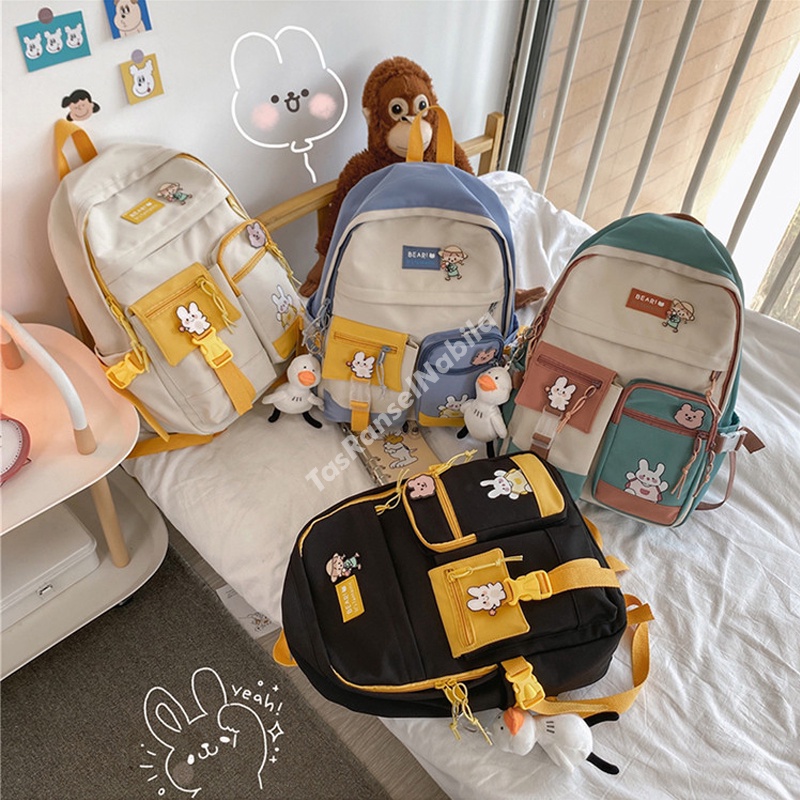 Tas Ransel Sekolah Anak Perempuan Korea SD SMP SMA Backpack Wanita Premium Murah Import