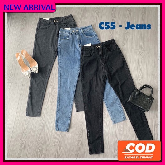 Highwaist Celana Kulot Jeans Wanita Sobek Ripped Jins Denim Murah Cewek Cullote Cutbray Korean Style