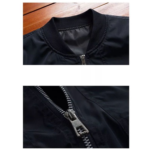 JAKET BOMBER PRIA HITAM POLOS,BAHAN TASLAN IMPORT