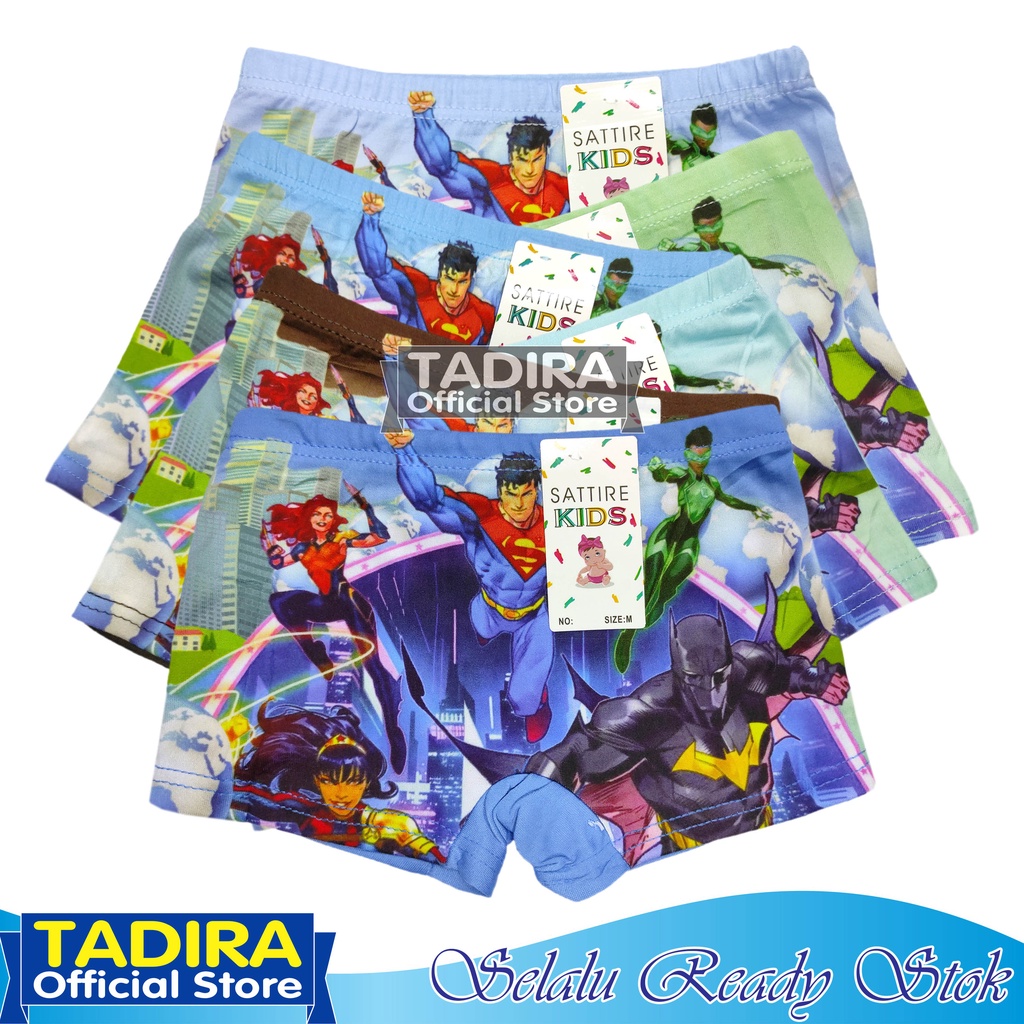 6 Pcs Boxer Anak Laki Celana Dalam Karakter Super Hero Bahan Super Lembut Multiwarna TADIRA Store