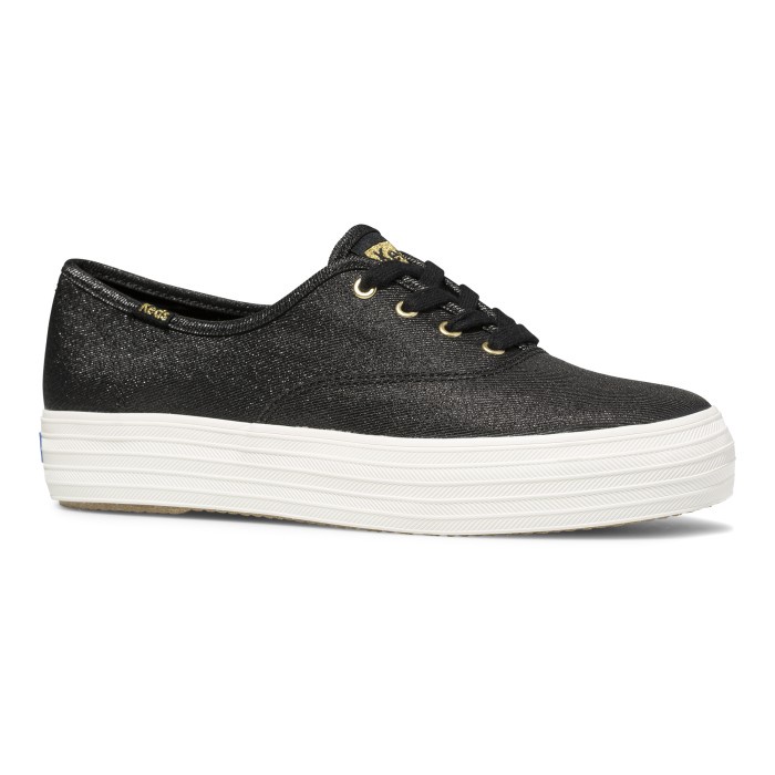 Keds Sepatu Wanita TRIPLE CVO METALLIC TWILL WF64030 - Black, 37.5