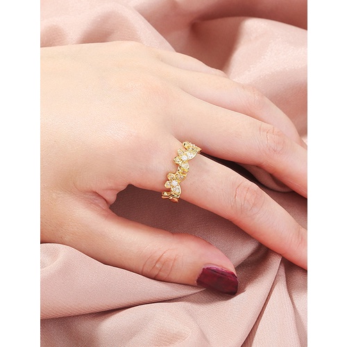 LRC Cincin Fashion Gold Color Gold Color Butterfly Ring With Micro Diamonds V89960