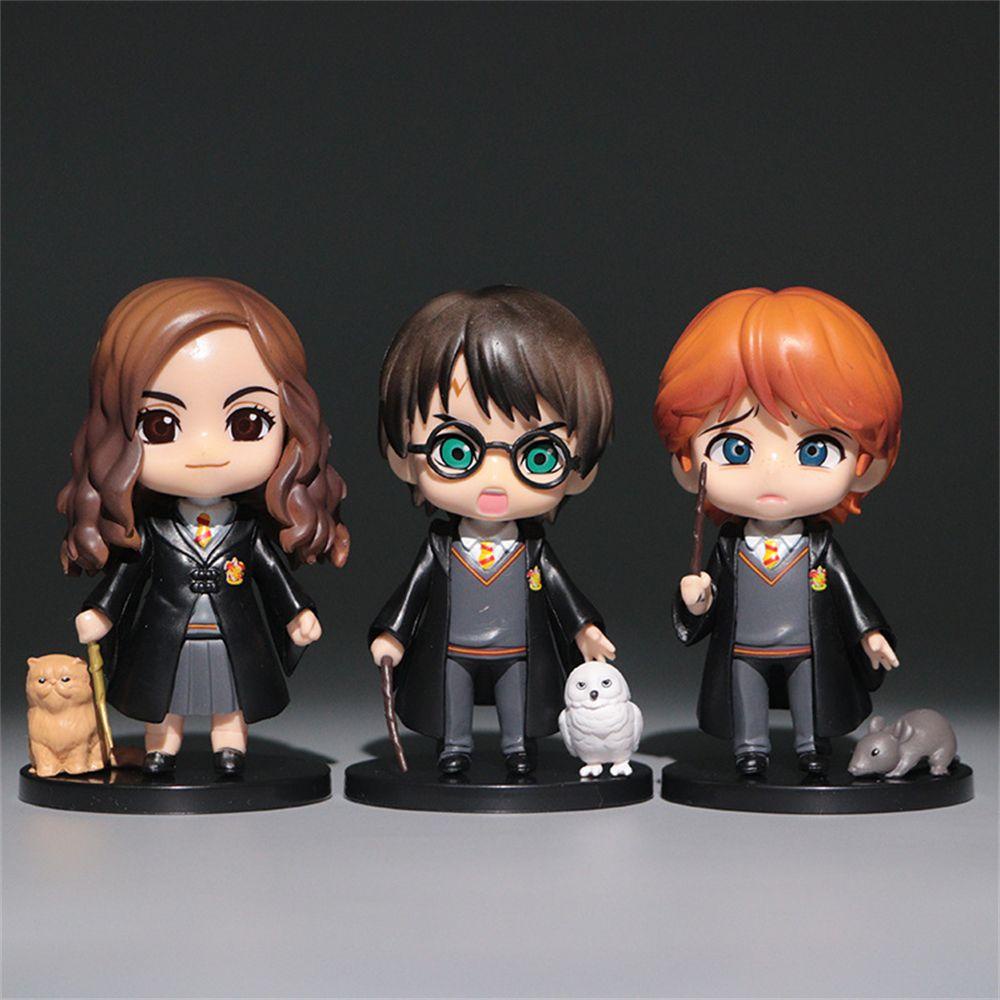 QUINTON Harried Potter Action Figure Hadiah Anak Mainan PVC Versi Patung Q Dekorasi Desktop Ornamen Hadiah Hermione Ron Hedwig