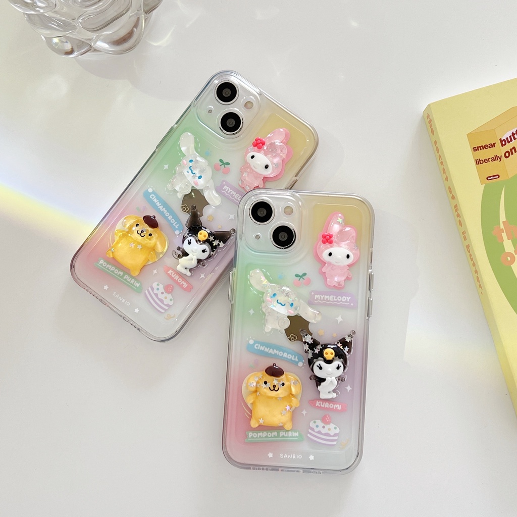 Case Desain Sanrio 3D Kuromi My Melody Cinnamoroll Untuk Iphone 11 12 13 Mini Pro Max X Xs Xr 7 8 Plus SE 2020