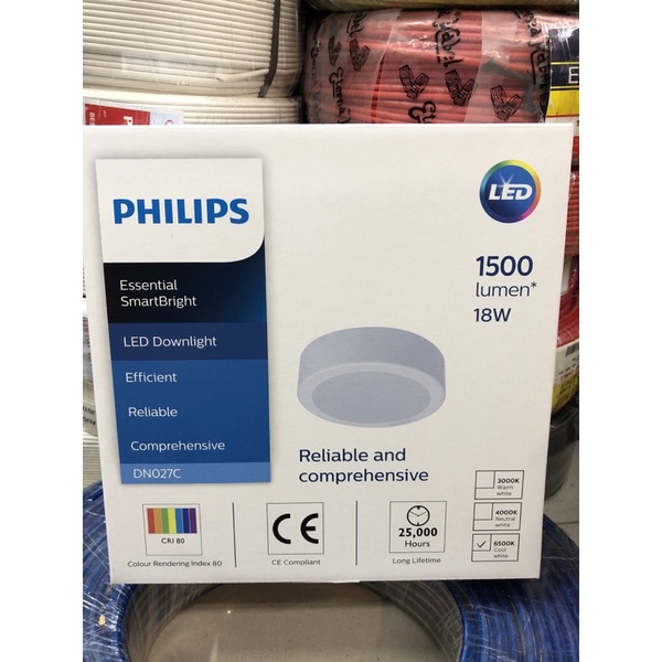 Lampu downlight panel led philips outbow ditempel 18w putih