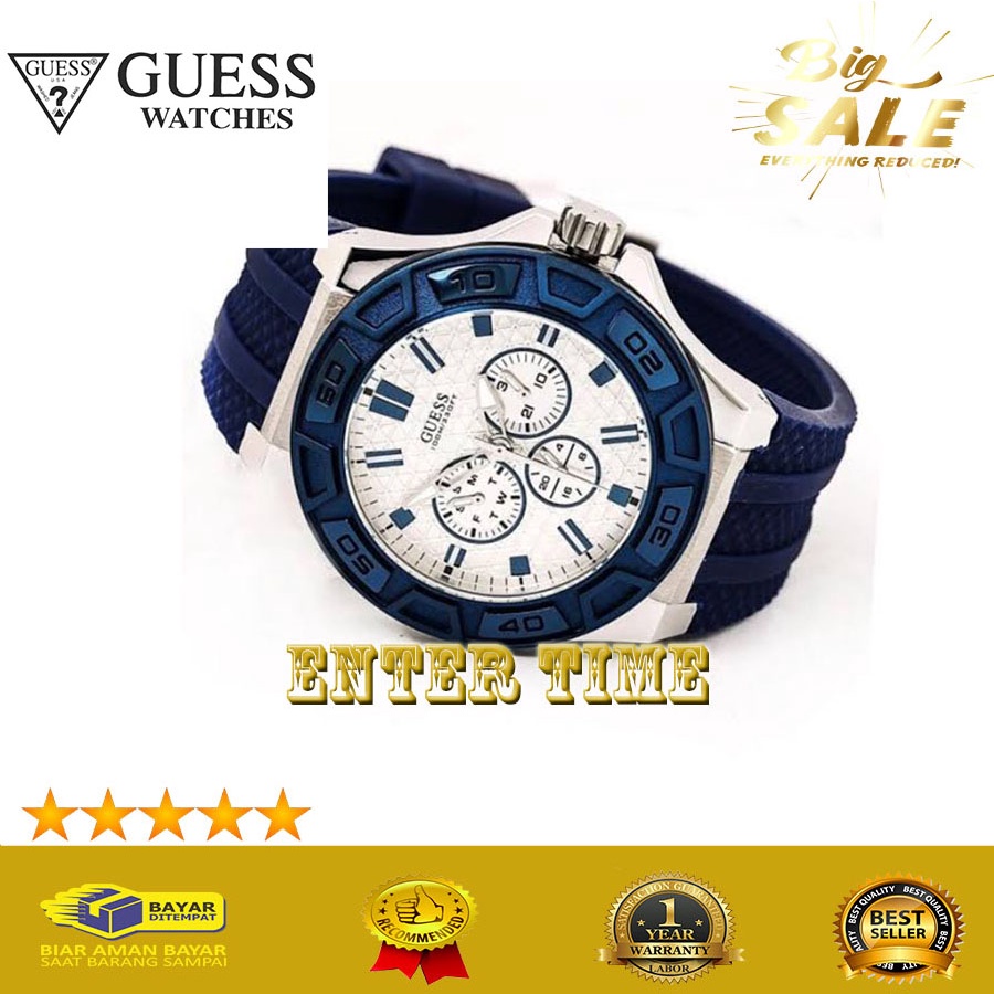 COD  JAM TANGAN PRIA IMPORT TERBARU MERK GUESS W0674G4 RUBBER STRAP JAM TANGAN GARANSI 1 TH