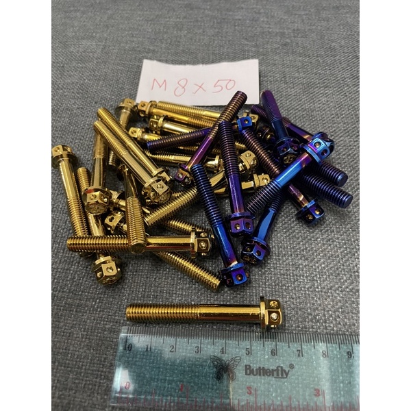 baut probolt flower gold blue burn HENG THAILAND m8x50 8x50 drat 12 panjang 5cm