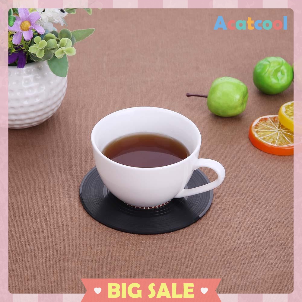 6pcs/set Round Anti-slip Heat Resistant CD Vinyl Record Coasters Placemat