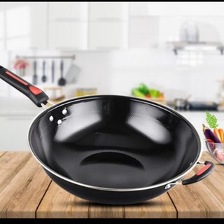 Wajan Enamel Gagang 34cm/ Teflon/ Penggorengan/Alat Masak/ Merk TD