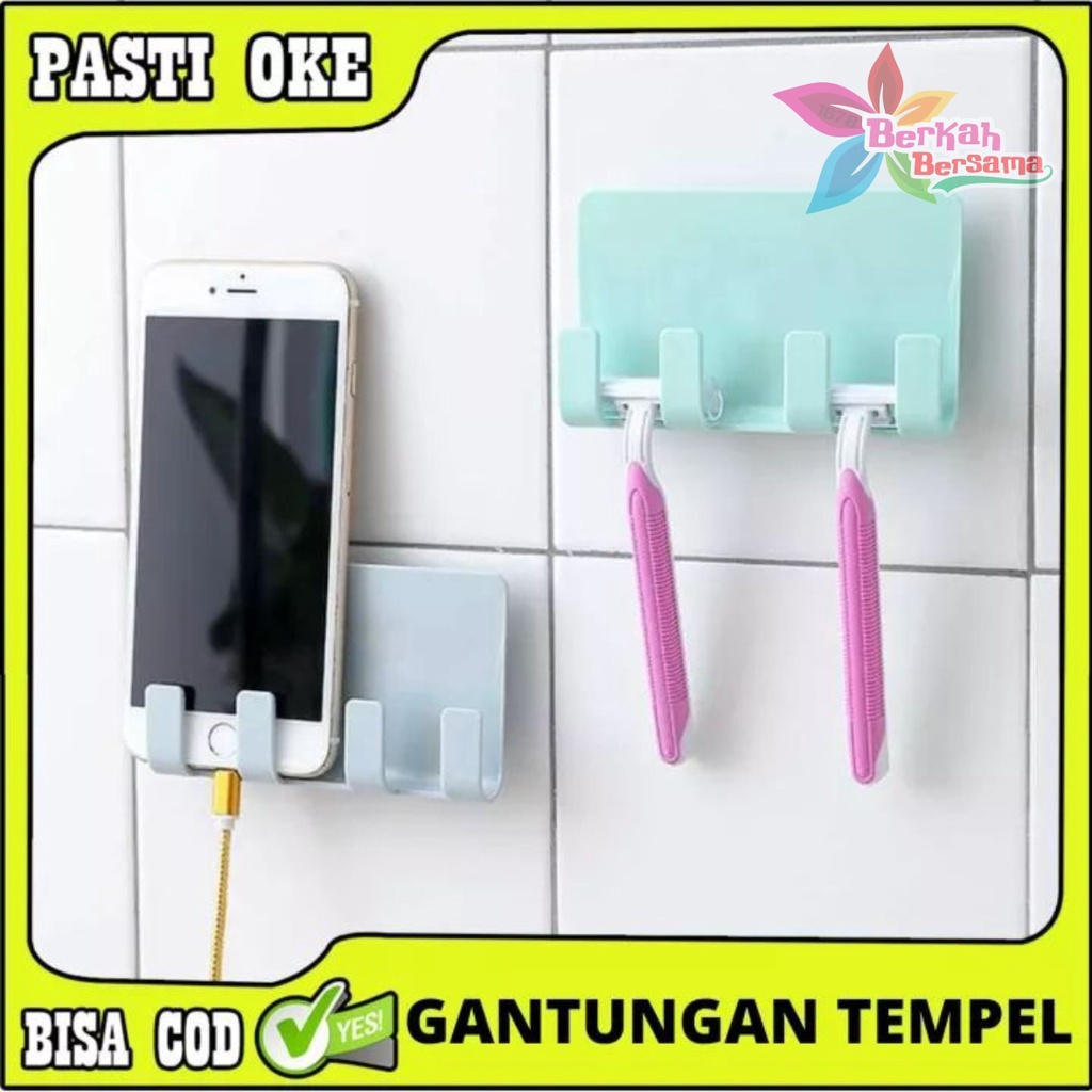 RT108 gantungan hook tempel dapur kamar mandi charger hp 4 kait serbaguna BB6686