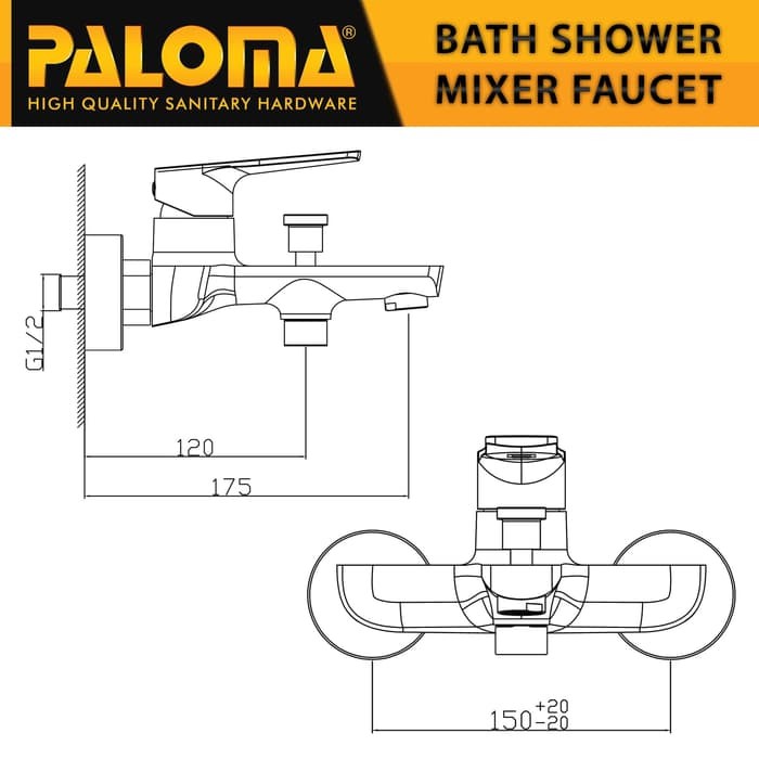 PALOMA FCP 2501 SSP 1106 Paket Keran Mixer Shower Set Tiang