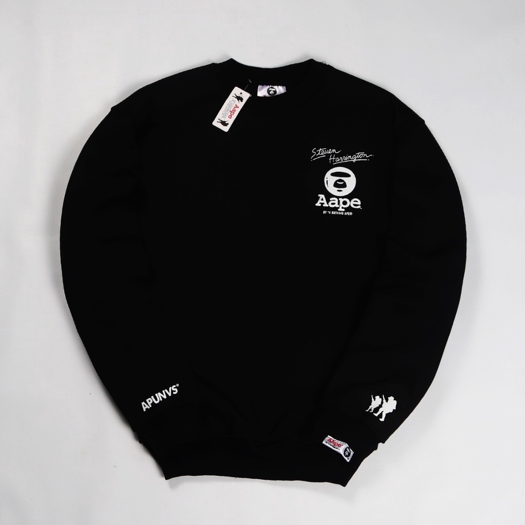 SWEATER CREWNECK HYPEBEAST A BATHING APE PREMIUM BLACK | SWEATSHIRT AAPE BY A BATHING APE