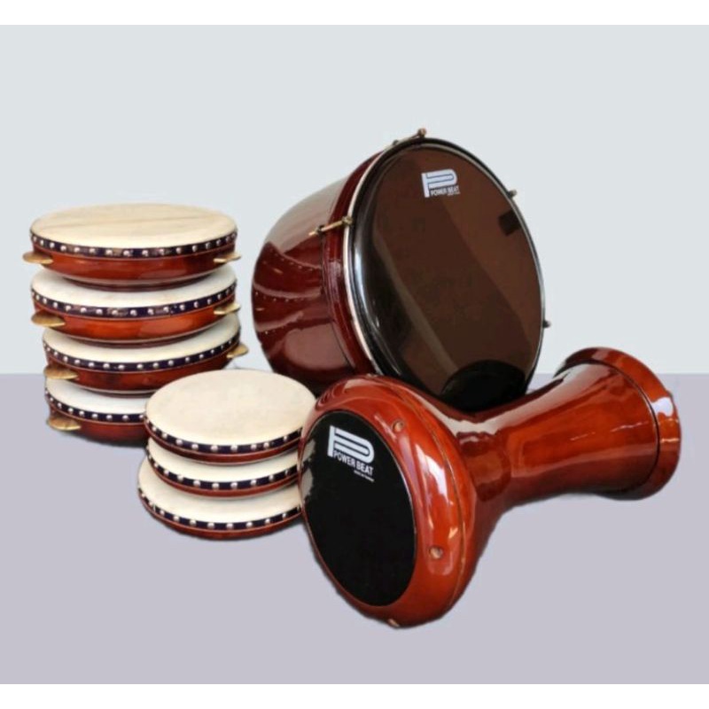 Rebana Hadroh 1Set Kualitas Terbaik Kayu Mahoni