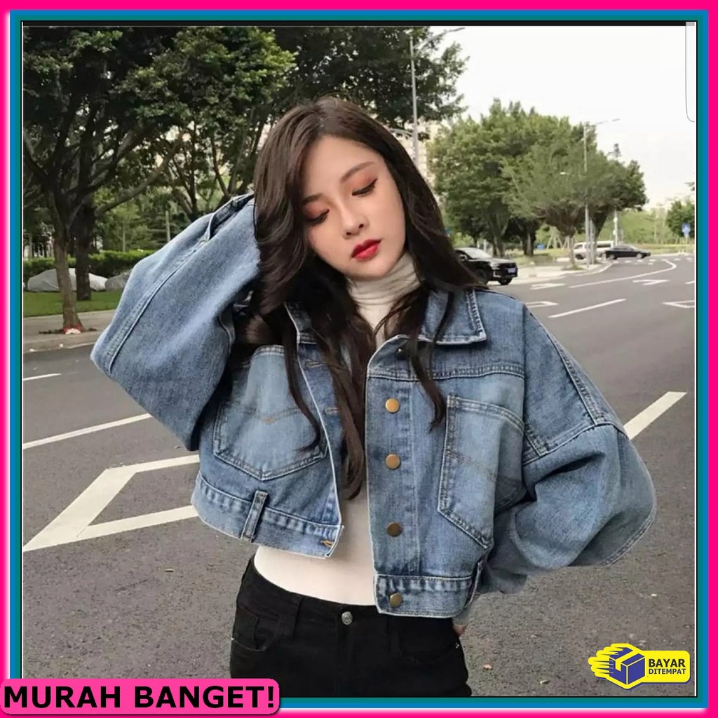 Jaket Jeans Wanita Polos Jacket Denim Levis Cewek Premium Import  ZK291 Jaket Jeans Crop Girls Repub