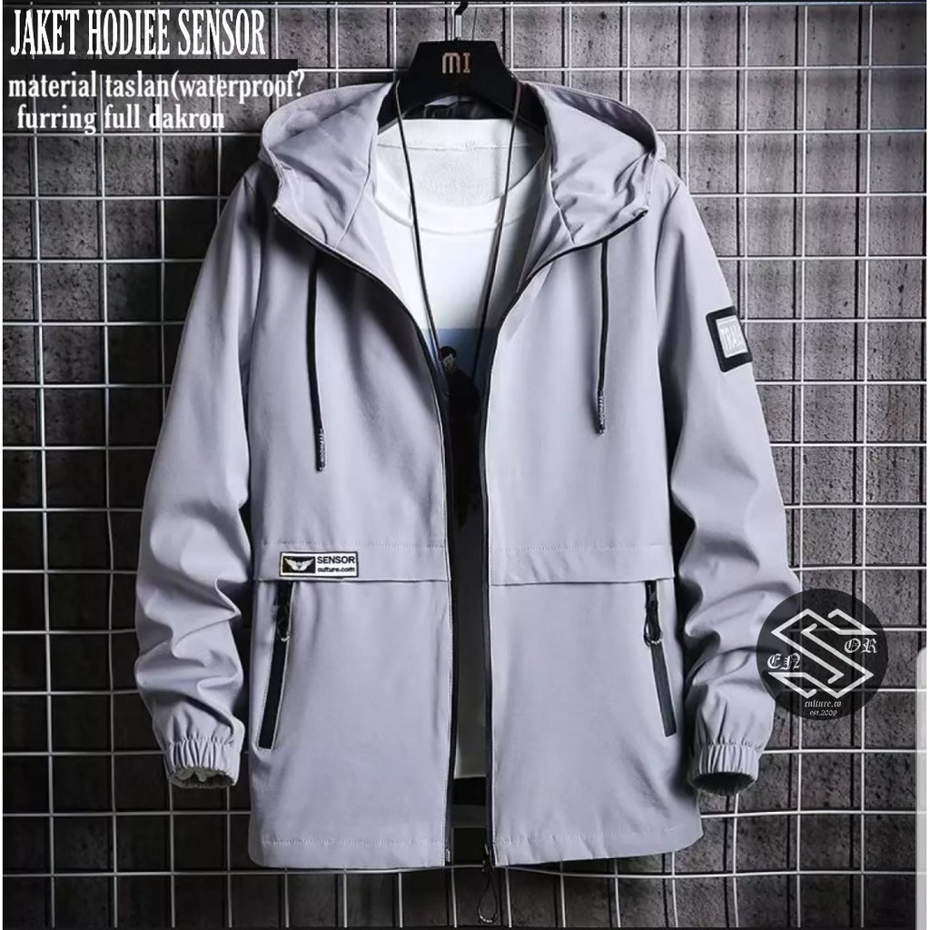 JAKET HOODIE TASLAN SENSOR HOODIE PILOT PRIA WATERPROOF ANTI AIR KEREN ORIGINAL BERKUALITAS TINGGI