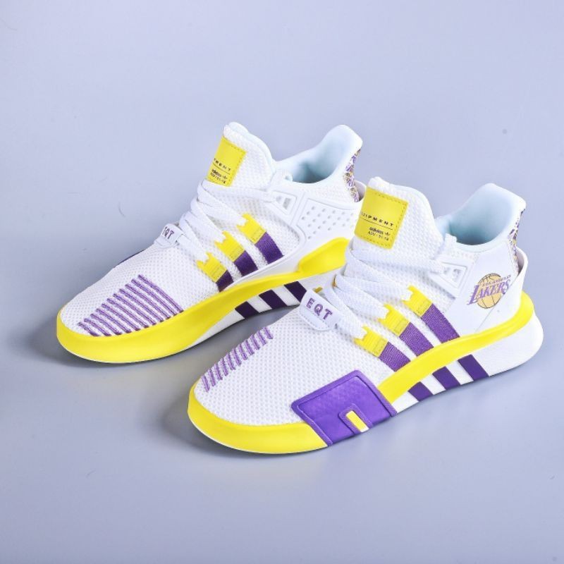 SEPATU PRIA ADIDAS EQT BASK ADV CLOUD WHITE / YELLO PURPLE SNEAKERS PRIA / WANITA PREMIUM ORIGINAL