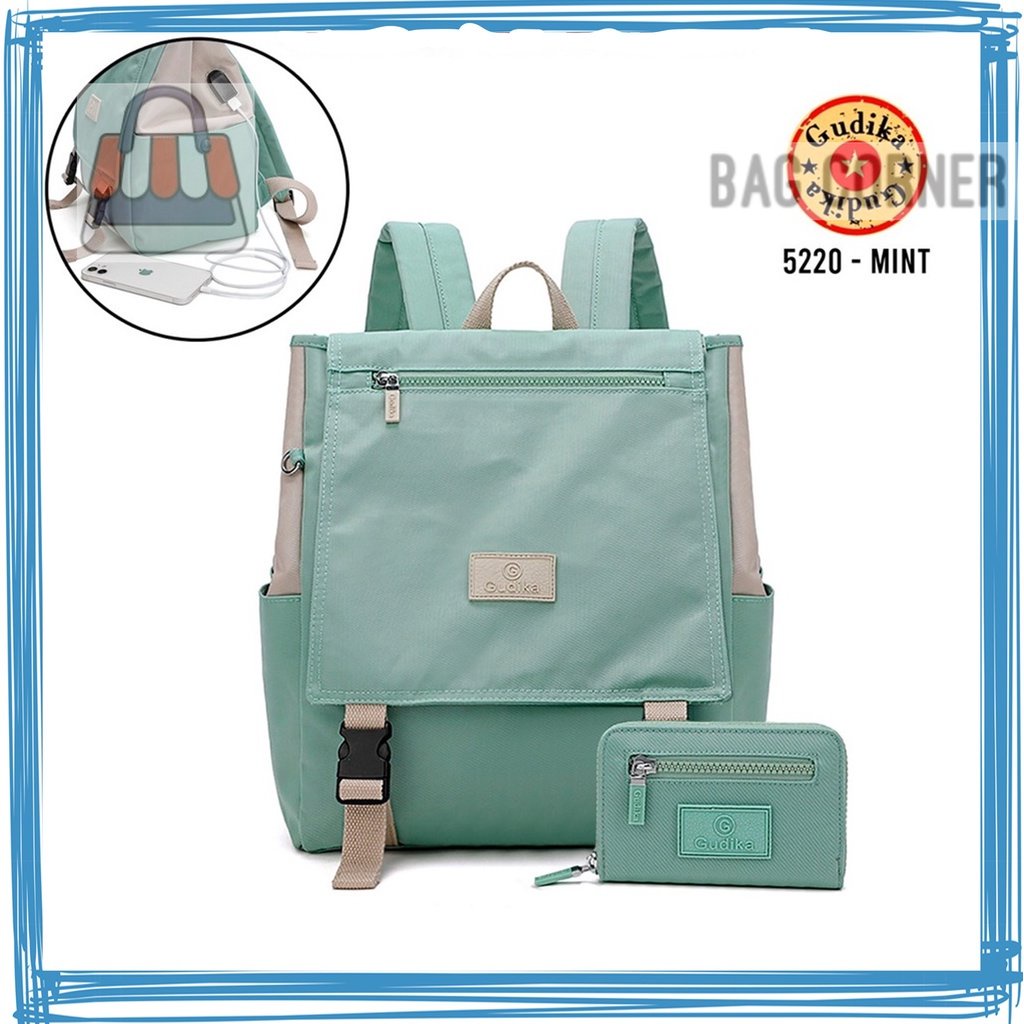 BagCorner - GUDIKA 5220 Original - tas ransel laptop 14 inc Gudika Anti Air fashionable free dompet 