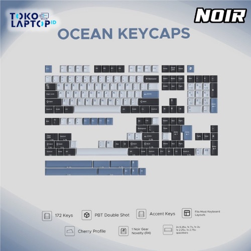 Noir Ocean Keycaps PBT Doubleshot Cherry Profile Keycap Set