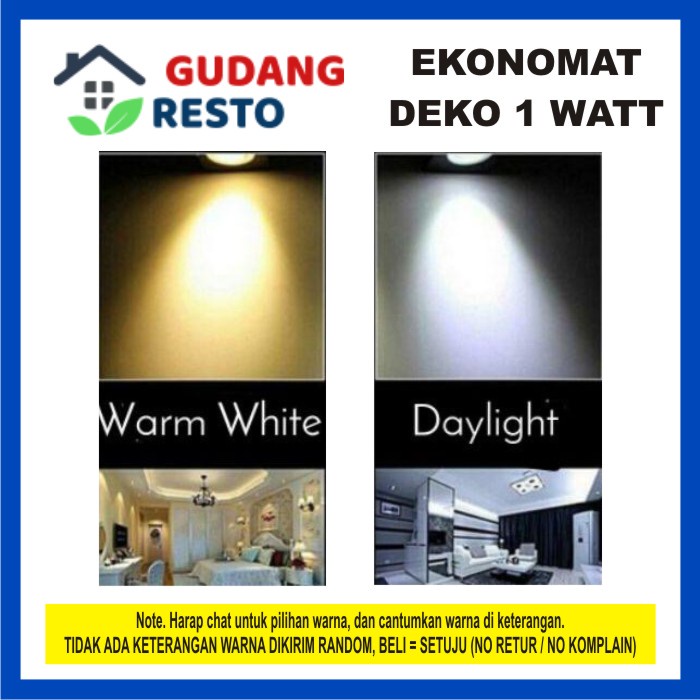 COD Lampu Bohlam LED 1 watt WARM WHITE / DAYLIGHT / PUTIH TERANG bola lampu tidur EKONOMAT DEKO BAYAR DITEMPAT