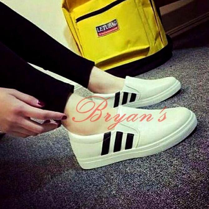 DISKON POXING / SLIP ON  ADIDAS KULIT FH62 PUTIH MURAH