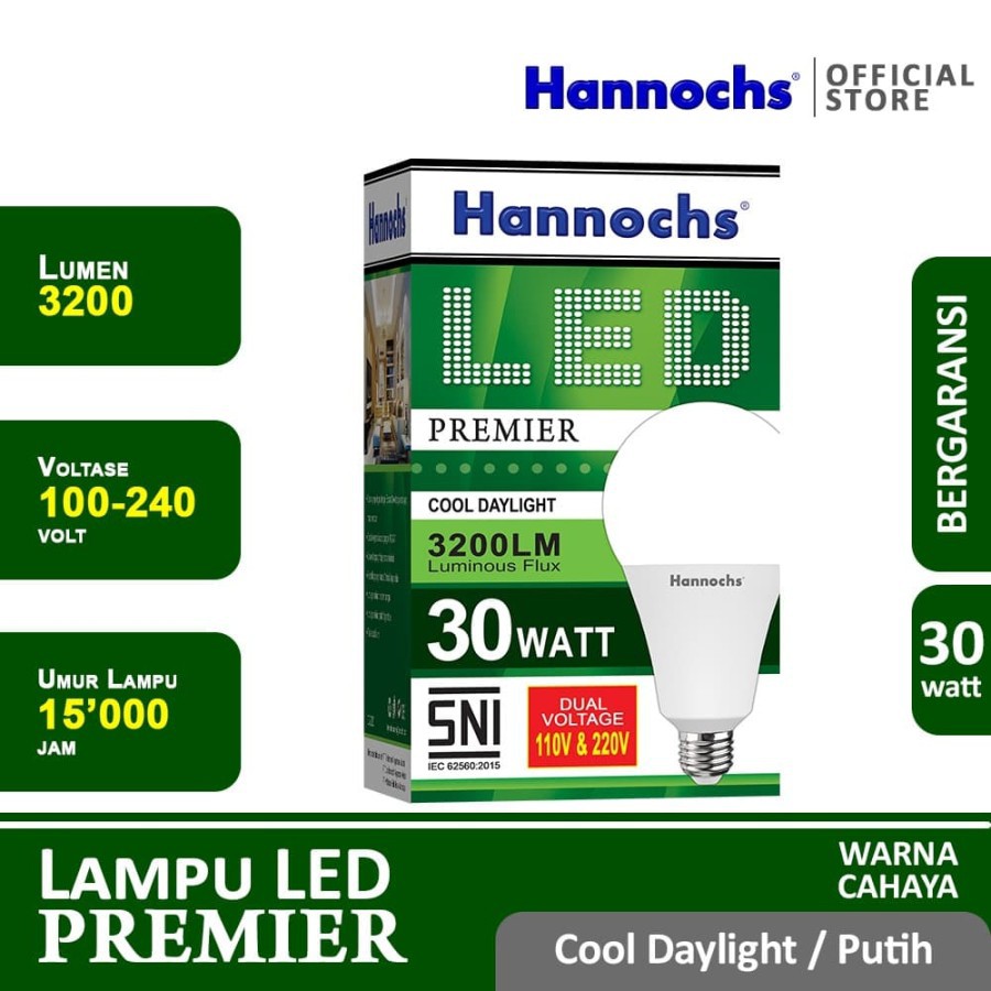 HANNOCHS PREMIER 30 WATT - Bola Lampu LED E27 30 Watt - Garansi 1 Tahun