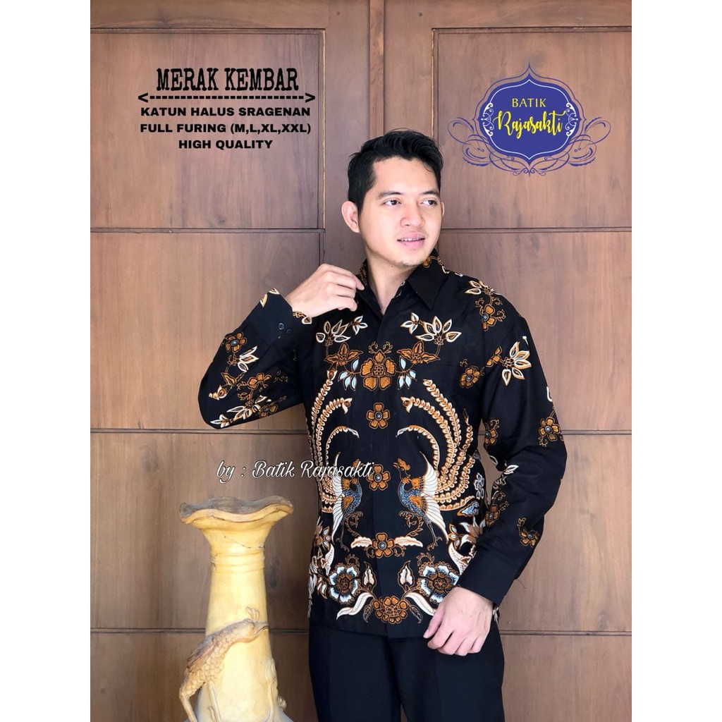 MERAK KEMBAR COLET Kemeja Batik Pria Lengan Panjang Katun Halus FULL FURING Rajasakti