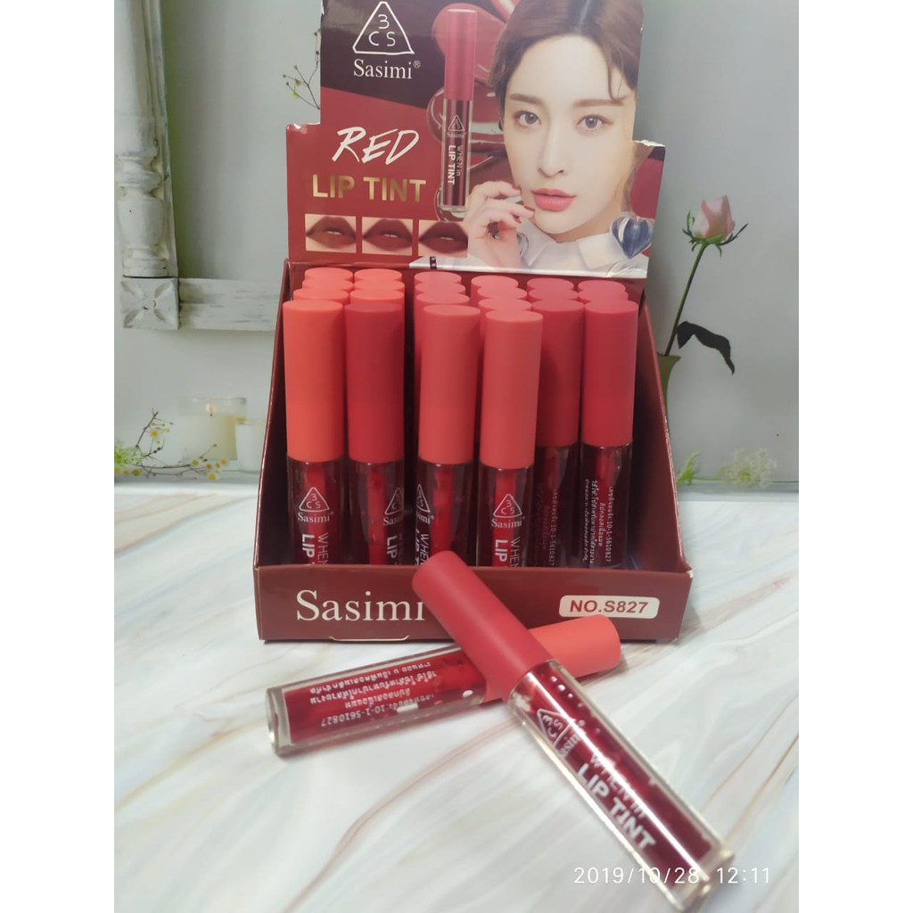 (HARGA 3 PCS ) LIP TINT WHEN in 3CS RED sasimi NO.S827