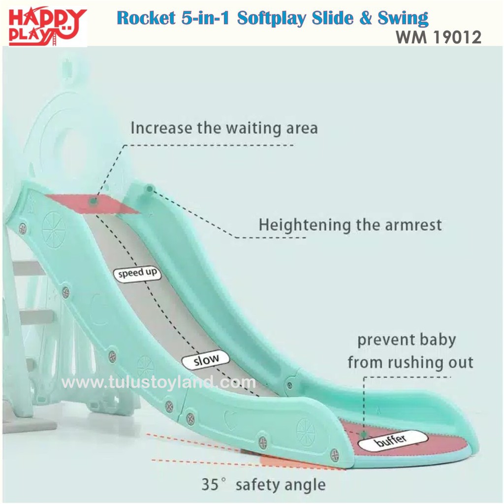 Perosotan Ayunan 5 in 1 Happy Play Rocket 5in1 Softplay Slide Swing Anak WM 19012 Soft Play WM19012