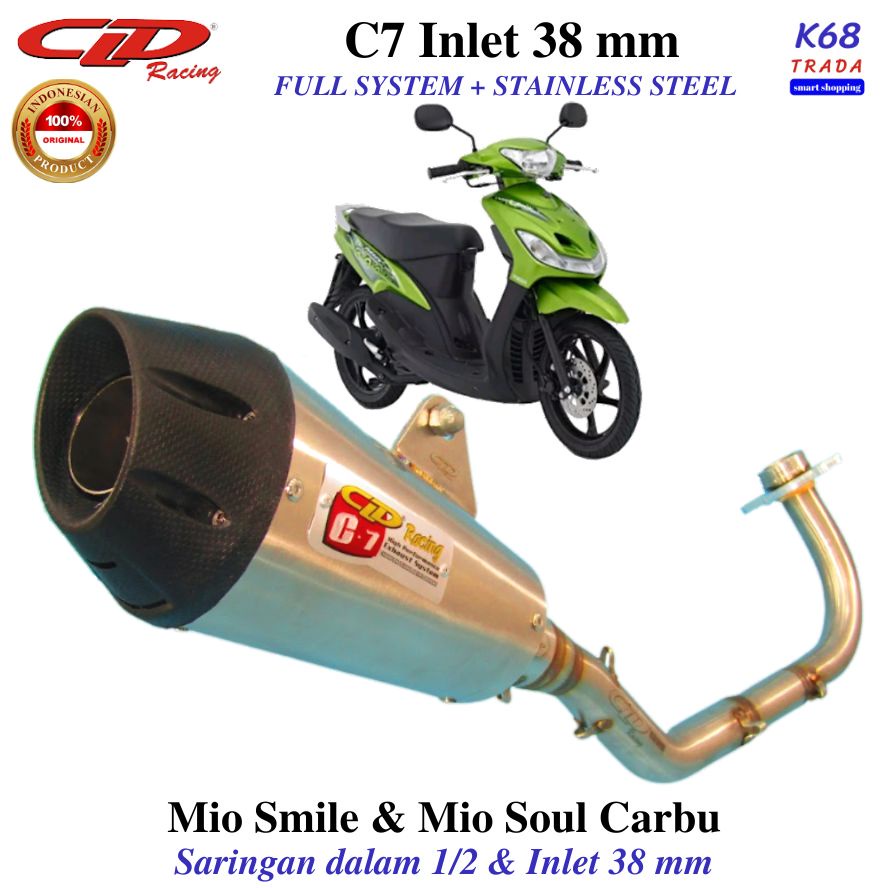 CLD Racing C7 in 38 mm series MIO SMILE &amp; MIO SOUL CARBU Knalpot Fullsystem