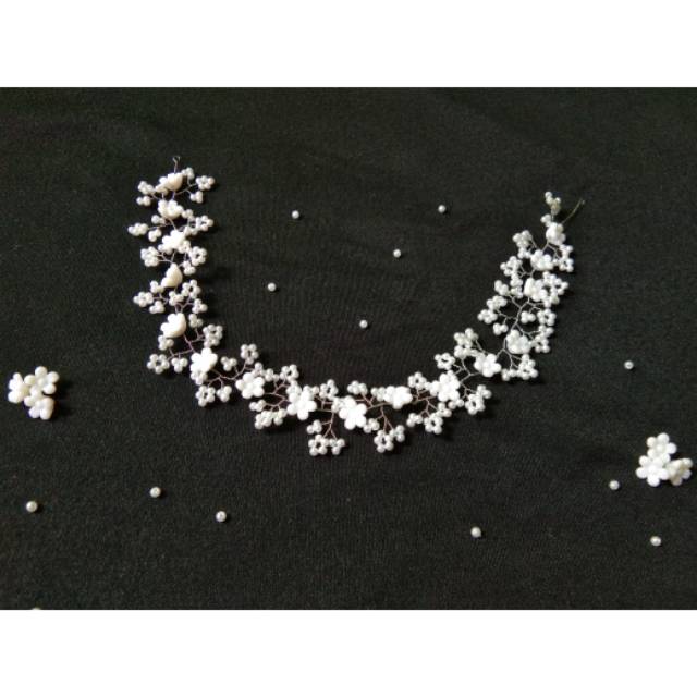 Headpiece hiasan hijab bunga sakura mutiara