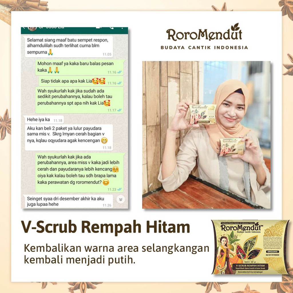 Roro Mendut V-Scrub 40gr Lulur Pemutih Selangkangan Asli